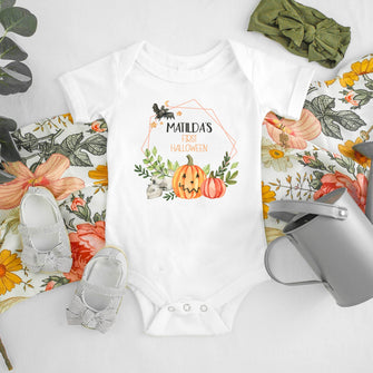 Personalised First Halloween Baby Vest - Pumpkin Wreath