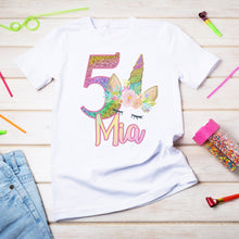 Personalised Glittery Unicorn Birthday T-Shirt