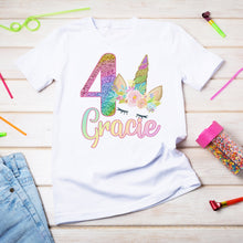 Personalised Glittery Unicorn Birthday T-Shirt