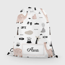 Personalised PE / swim bag - boho girl dinosaur