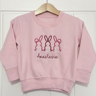 Personalised Bunny Trio Jumper Sweatshirt