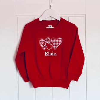 Personalised Kids Valentine's Sweatshirt | Patchwork Heart Design