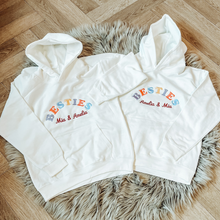 Embroidered "besties" matching kids hoodies, for best friends