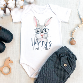 Personalised First Easter Baby Vest with Bunny Graphic