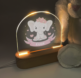 Personalised Pink Elephant Kids Night Light