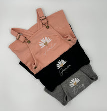 Pinafore with embroidered daisy and name