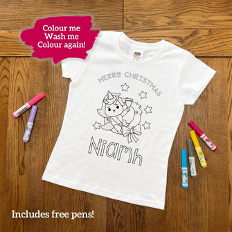 Personalised Christmas Colouring T-Shirt - Unicorn
