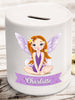 Personalised fairy princess money box in ceramic with rubber stopper