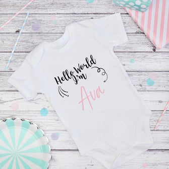 Personalised Hello World Baby Vest - Pink