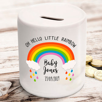 Personalised Rainbow Baby Money Box