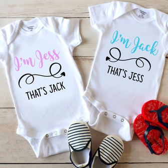 Personalised Twins Baby Vest (2 pack) with Arrows