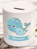 Personalised baby whale money box