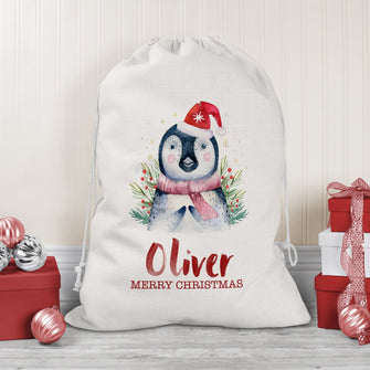 Personalised Christmas Sack - Penguin Design