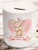 Personalised boho rabbit money box in ceramic with rubber stopper
