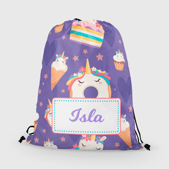 Personalised PE / swim bag - Unicorn Snacks