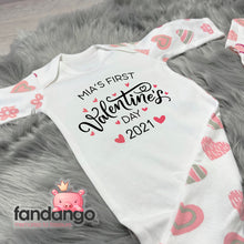 Personalised first valentines day 2023 sleepsuit