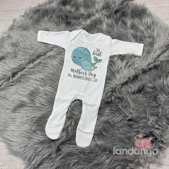 First Mothers Day Personalised Whale Sleepsuit