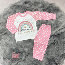 Personalised 1st Birthday Pyjamas - Pink Rainbow - Clouds