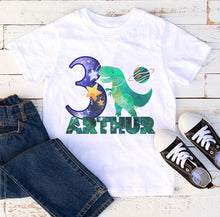 Personalised Space Dinosaur Birthday T-Shirt