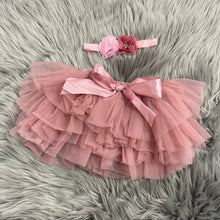 Baby Girls 1st First Birthday Outfit Cake Smash Set Tutu Skirt Headband Rose Gold Dusky Pink