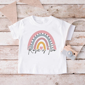 Personalised rainbow birthday t-shirt