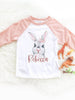 Personalised Rabbit / Bunny peach contrast sleeve t-shirt