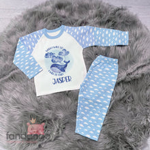 Personalised 1st birthday blue whale pyjamas - cloud sleeves
