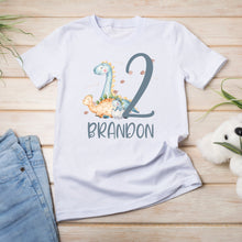 Personalised pastel dinosaur birthday t-shirt
