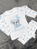 Personalised 1st birthday elephant pyjamas - blue star sleeves